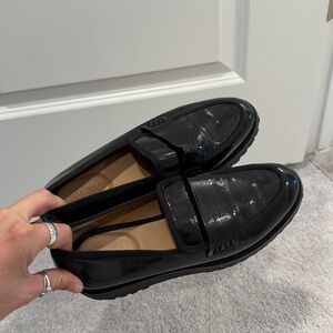 Franco Sarto Black Patent Loafers